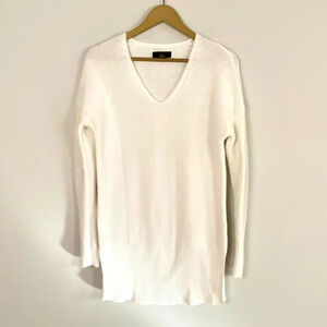 Rachel Zoe White Knite V Neck Tunic Sweater